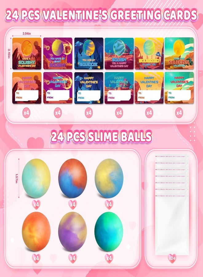 spring flower SpringFlower Valentine's Day Card With 24pcs Slime Ball Kits, Valentine's Gifts Exchange for School, Valentine Day Gifts Bulk, Valentine Party Favor for Kids, School Classroom Valentine's Prizes - Image 2